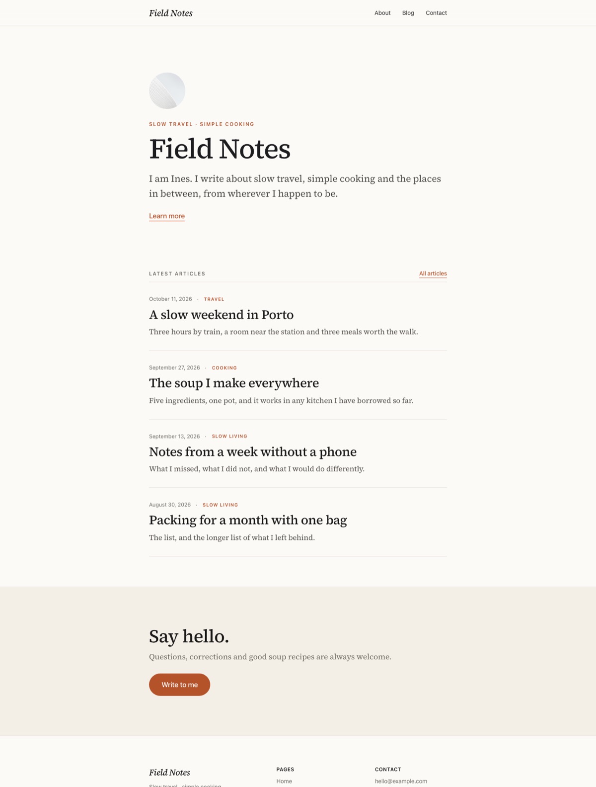 The Journal design: home page with sample content